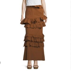 Brock Collection brown tiered ruffled skirt